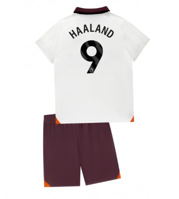 Manchester City Erling Haaland #9 Borta Kläder Barn 2023-24 Kortärmad (+ Korta byxor)